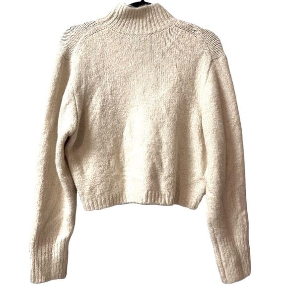 Zara NWOT Fine Knit Mock Cropped Turtleneck Sweater Cream Size Large - Picture 5 of 9